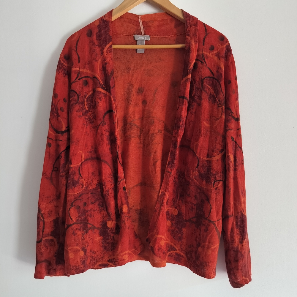 Chico's Red Linen Blend Top